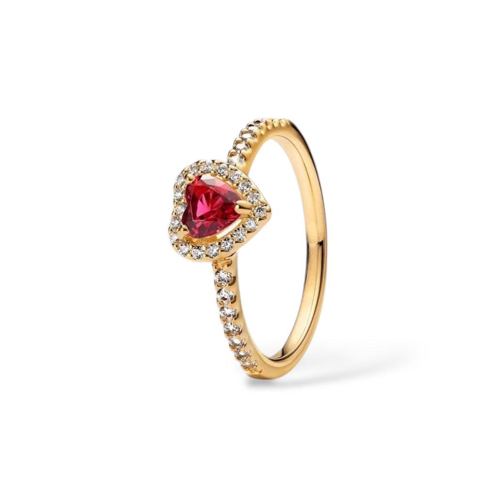Bague Cœur Rouge Dorée