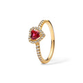 Bague Cœur Rouge Dorée