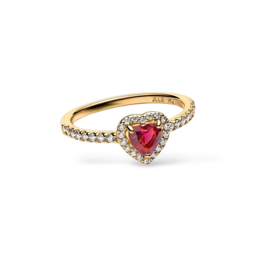 Bague Cœur Rouge Dorée