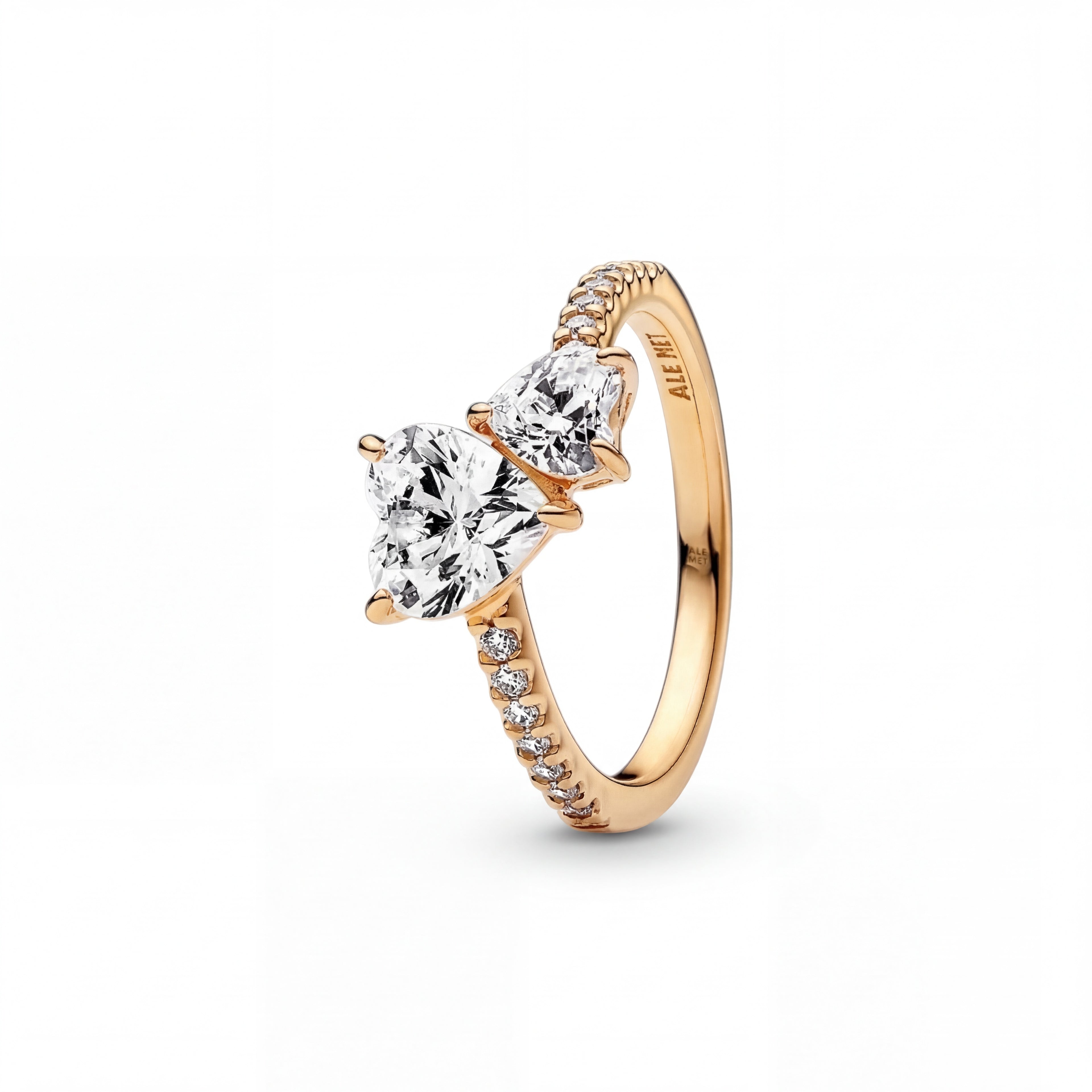 Bague Scintillante Cœur Double